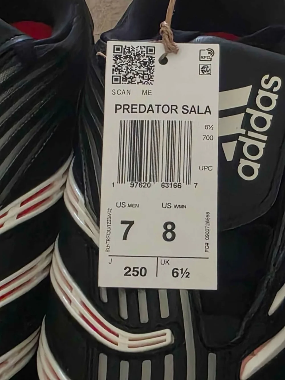adidas Predator Sala Indoor Soccer Shoes - Black with White & Red Accents